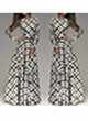 Women's Diagonal Plaid Pattern Maxi Dress 